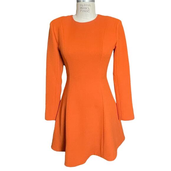 Rebecca de Ravenel Orange Long Sleeve Fit & Flare Dress Size 6 - Picture 1 of 5